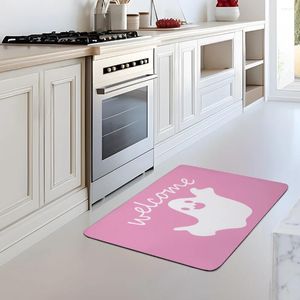 Mattes de bain Pink Ghost Series HD Printing Carpet Mat à la maison Cuisine de décoration de maison pour lavabo Porte de yoga au sol sans glissement