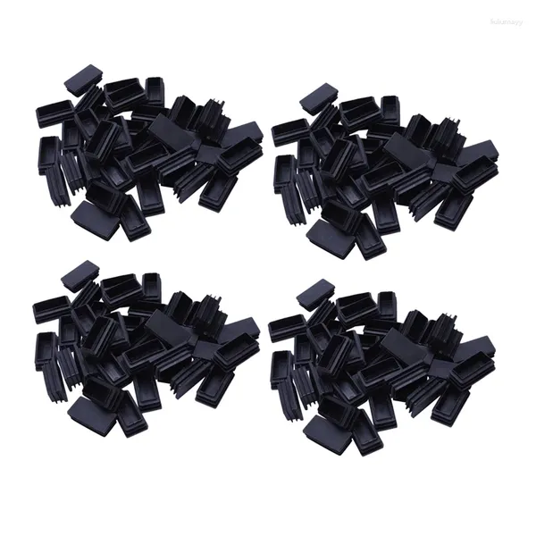 Alfombrillas de baño Tapa de plástico para tapa de extremo Insertos de tubo 25 mm x 50 mm 160 piezas Negro