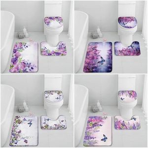 Baignoires tapis de fleurs violets ensembles wisteria beurly roses plantes fleuls home tapot de salle de bain décoration de salle de bain non glissée