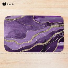 Badmats Purple Marble Agate Gold Glitter Glam #1 (Faux Glitter) #Decor #art Mat Soft Tapijt