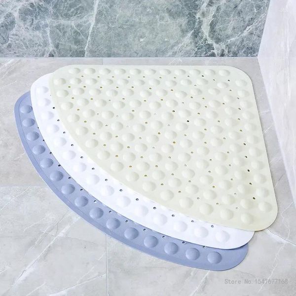 Alfombras de baño Alfombra de ducha triangular en forma de abanico de PVC Respetuoso con el medio ambiente Suministros para el hogar Baño Almohadilla antideslizante para pies 54x54 cm 1 pieza