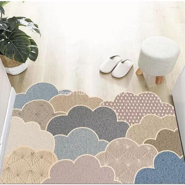 Mattes de bain PVC Silk Loop Mat tapis Porte de tapis nordique Nordique Anti-slip Indoor Entrance Kitchen Bathroom Poot Pad Floor