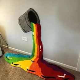 Badmatten Regenboog Verf Emmer Fun Tapijt Niche Art Design Slaapkamer Woonkamer Kleine Tapijten voor LGBTQ Decoracion 230928