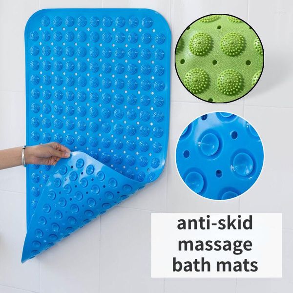 Tapis de bain rectangulaire en PVC, antidérapant, doux, pour douche, salle de bain, Massage, ventouse, antidérapant, grande taille, facile à nettoyer