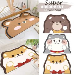 Tapis de bain tapis de chambre mignon dessin animé ours chien forme Faux velours coussinet de pied peau Nappa tapis de toilette accessoires