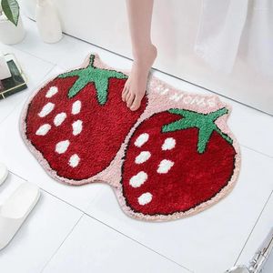 Tapis de dos de bain en caoutchouc arrière mignon de fraise antidérapante