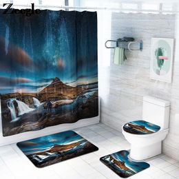 Tapis de bain Ensemble de tapis scénique Rideau de douche imperméable Plancher antidérapant Salle de bain et tapis Tapis de toilette antidérapant