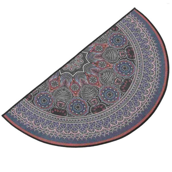 Mattes de bain tapis semi-circulaire moulu Mandala Style Boho Mat de porte Boho Rapis à moitié imperméable