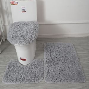 Badmatten Set van 3 badkamermat Mat Set badkamer Tapijten Douche tapijten Set Toilet Zacht Non slip 2pcs Badmat Toilet Deksel Cover Vloer Matten 230530