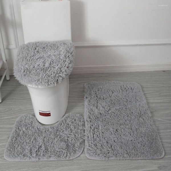Tapis de bain lot de 3 tapis de salle de bain tapis de douche tapis de toilette couvercle antidérapant doux couverture de sol