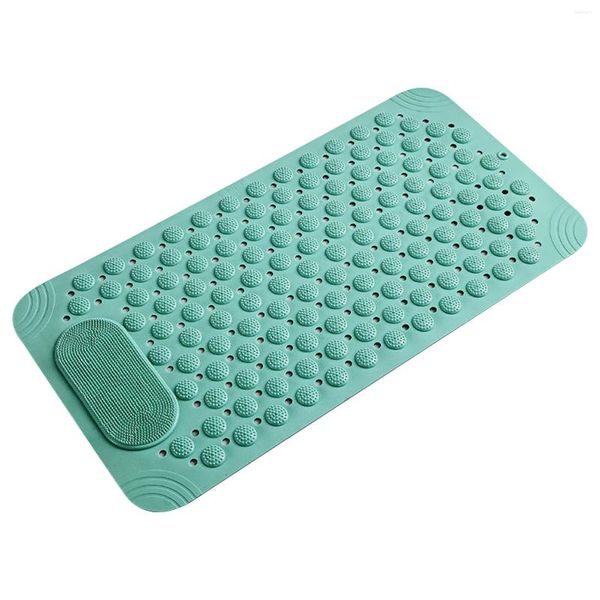 Tapis de bain Tapis de douche antidérapant Anti-moisissure Trous de drainage Lavable Épaissi TPE Sols de décrochage pour baignoire avec ventouses Zone de massage des pieds