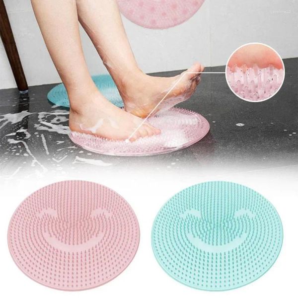 Mattes de bain Silicone douche arrière brosse masseur pied pieds morts de la peau de patin anti-patinage