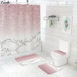 Tapis imprimé en marbre argenté en marbre argenté pour salle de bain antidérapant tapis de toilette en polyester en polyester étanche à rideaux de douche