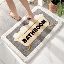 Alfombras de baño Alfombra de baño con bordado flocado simple Espesar Súper absorbente Bañera de agua Alfombra lateral Alfombras de puerta antideslizantes de secado rápido 231019