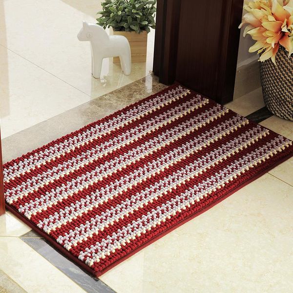 Alfombras de baño a rayas simples, alfombra de baño moderna para el hogar, chenilla absorbente antideslizante, cocina, sala de estar, dormitorio, alfombra a prueba de frío