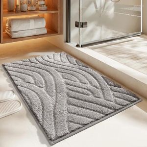 Tapis de bain rayures de couleur solide Bathroomche de salle de bain super absorbant le tapis de plancher d'eau épaissis les tapis antidérapant des tapis faciles à nettoyer