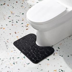 Badmatten vaste kleur u-vormig absorberend toilet Tapijten geplaveide in reliëf in reliëf badkamer decor vloermat koraal fleece niet-slip 2 maten