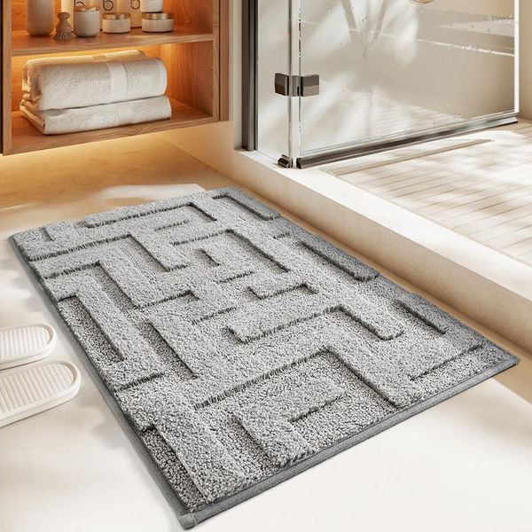 Alfombras de baño Alfombra de felpa sólida Alfombra de baño de microfibra gruesa con respaldo antideslizante Ducha absorbente Sensación de pie similar a la nube