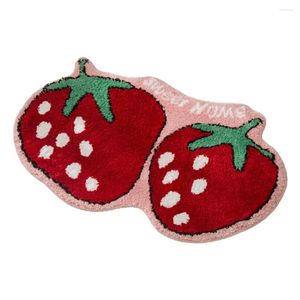 Tapis de bain Tapis de douche à forte adhérence Tapis absorbant l'eau anti-dérapant mignon fraise pour entrée de salle de bain décor de fruits drôle doux non