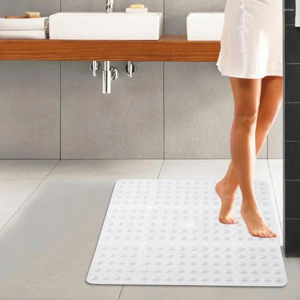 Tapis de douche de pavage de ventouse de baignoire carré avec des tasses sécurisées de surface non glissantes trous de drain du tapis de salle de bain pvc