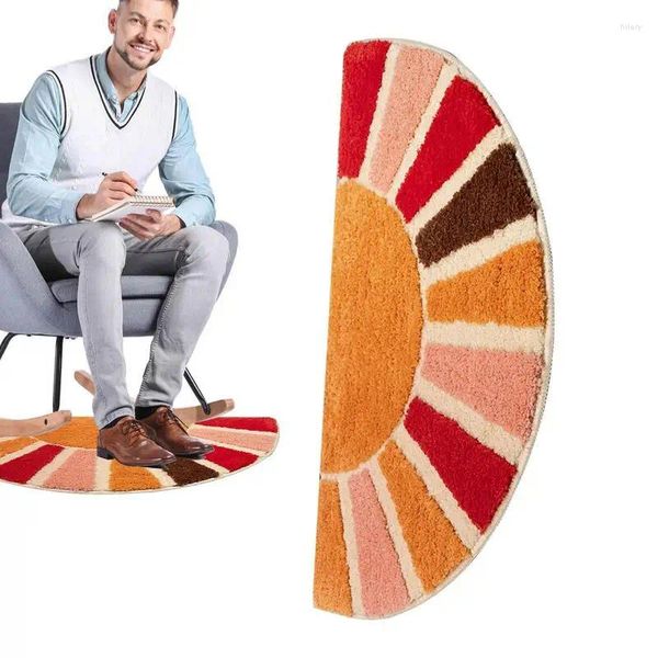 Baignier tapis de soleil douche absorbante douce demi-rond 16x30 pouces à la mode Boho Decor de salle de bain Porte de plancher intérieur