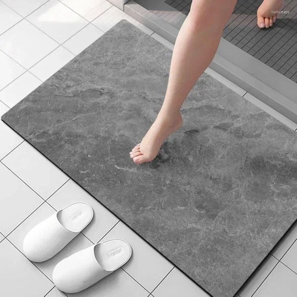 Tapis de bain Super absorbant, côté latéral, motif de baignoire, décor de marbre, Diatomite, salle de bain, douche antidérapante, moderne