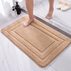 Tapis de bain Super épais, absorbant, en Fiber pelucheuse, pour salle de bain, confortable, doux, antidérapant, pour porte de salle de douche