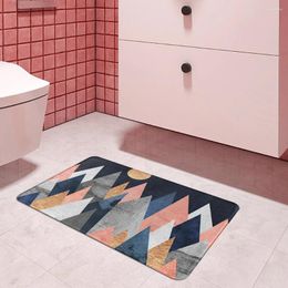 Alfombrillas de baño El triángulo geométrico de entrada de la cocina de la cocina de la cocina de la alfombra de terciopelo de coral de la alfombra colorida alfombra antideslizante