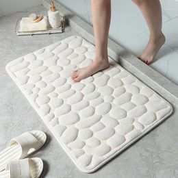 Tapis de bain épaissir rebond tapis de salle de bain mousse à mémoire de forme tapis de toilette anti-dérapant baignoire côté lavabo tapis de sol gaufrage pierres imprimer