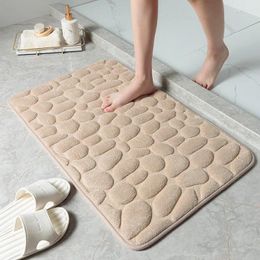 Bath Mats Thicken Rebound Bathroom Mat Memory Foam Toilet Rugs Anti-skid Bathtub Side Wash Basin Floor Carpets Embossing Stones Print