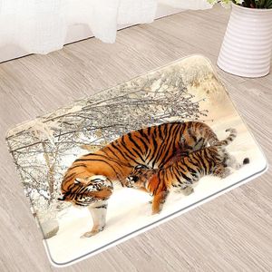 Tapis de bain Tigre Tapis 3D Forêt Animal Tapis De Salle De Bain Toilette Sol Cabine De Douche Cuisine Tapis Douche Paillasson Antidérapant Absorbant