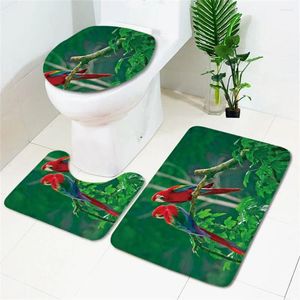 Badmatten tropische vogel badkamer driedelige set papegaai tapijtmat niet-slip voet absorberen water