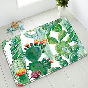 Badmatten Tropische planten Cactus Niet-slip badkamer mat groene bladeren bloemen