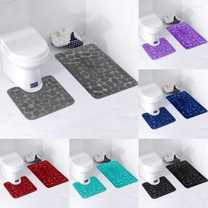 Alfombras de baño Conjunto de dos piezas Espuma de memoria Alfombra de terciopelo en relieve Baño Sala de estar Alfombra antideslizante Piso de adoquines Muebles para el hogar