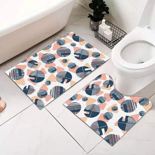 Tapis de bain en forme de U salle de bain toilette absorbant l'eau tapis de sol rectangulaire antidérapant deux pièces ensemble repose-pieds tapis lavable