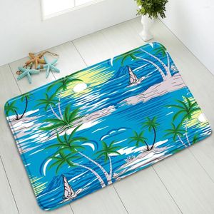 Chattes de bain couleurs d'eau plantes arbre salle de bain tapis océan Palme feuilles paysage chambre à coucher paillance