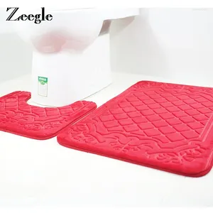Mattes de bain Zeegle 2pcs Permet 3D Ensemble de tapis pour salle de bain et toilettes antidérapant la salle de douche du sol tapis absorbant tapis absorbant