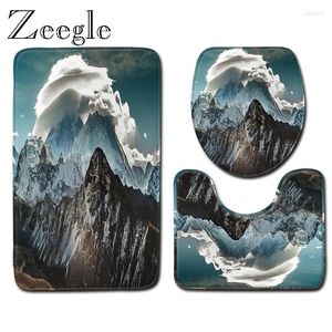 Alfombrillas de baño Zeegle 3pcs Juego de alfombrilla Flanela Pedestal de baño suave Alfombra Tapa de tapa de entrada absorbente piso de entrada del pie