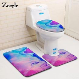 Baignoires Mats Zeegle 3pcs Salle de bain ensemble de toilettes Tobicage de toilette Couleur de sable de sable de flanelle anti-glissement.