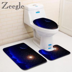 Alfombrillas de baño ZEEGLE 3pcs Juego de alfombra creativa Baño lavable Mat de tipo U Pedestal de microfibra alfombra