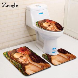 BADMATS ZEEGE 3PCS Mat badkamer tapijt toilet niet-slip huisvloer koraal tapijten set