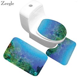 Mattes de bain Zeegle 3pcs / Set Bathroom Mat Set Flannel Anti-Slip Kitchen Carpet Toliet Tapis Washable Douche