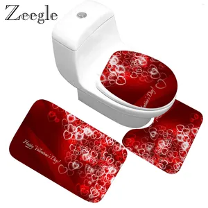 Mattes de bain Zeegle 3PCS / Set Salle Bathroom Tapes et tapis de tapis de douche lavable décor de tarticule de toilette Tobine de réservoir de réservoir