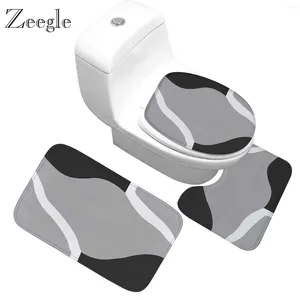 Alfombrillas de baño Zeegle 3pcs/colombos colaboradores de baño alfombra de ducha lavable de franela decoración suave asiento de techo de asiento de techo