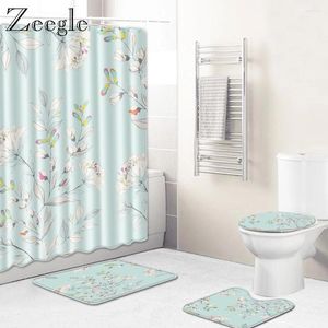 Mattes de bain Zeegle 4pcs Mat à tapis moderne Toilet antidérapant Couvre-douche de douche de douche de salle de bain étanche