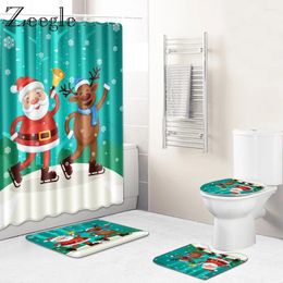 Chaptes de bain Zeegle Christmas Salle de salle de bain Set Toilet Toilet Afficier Route-rideau de douche SIÈGE ANTI-SLIP RAGN 4PCS
