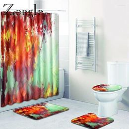 Mattes de bain Zeegle rideau coloré avec tapis de tapis 4pcs tapis de toilette U Type de douche antidérapante lavable lavable
