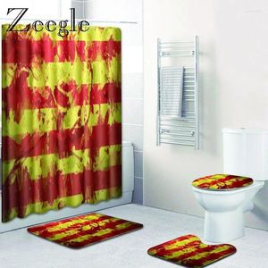 Mattes de bain Zeegle Curtain Set 4pcs Mat de toilettes Thérisseur étanché