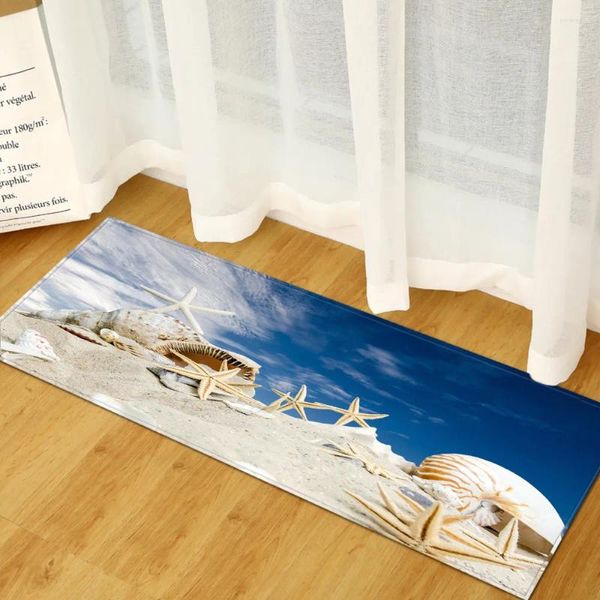 Mattes de bain Zeegle Cuisine Mat antidérapant Rectangle Planchers Home Entrance Halway Parent Beach Print Carpet Tapes pour le salon