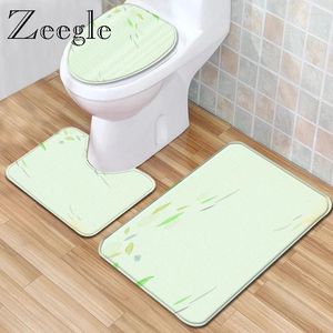 Badmatten Zegel Gedrukte badkamermat Set 3 % Toilet Tapijt Flanel Soft Floor Anti-Slip Douchekamer Voet Modern tapijt